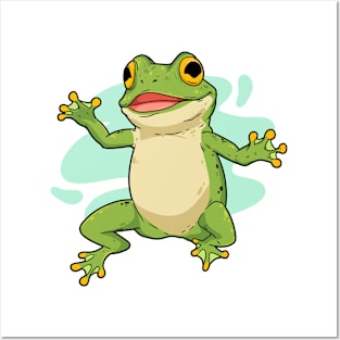 Frog Funny Cartoon Illustration Posters and Art